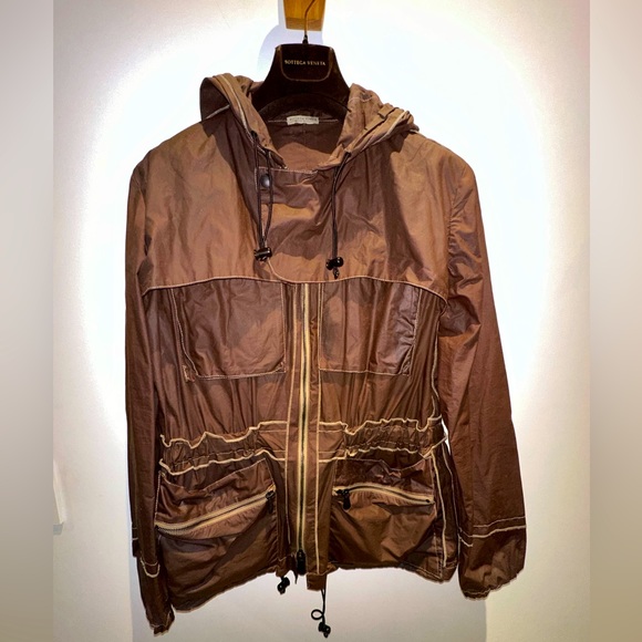 Bottega Veneta NWT Brown Waxed Hooded Anorak Jacket - Size 50R/M - Picture 1 of 8